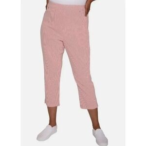 NWT Mario Serrani SZ M Comfort Stretch Womens Pull-on Capri Pants Tomato/Ivory